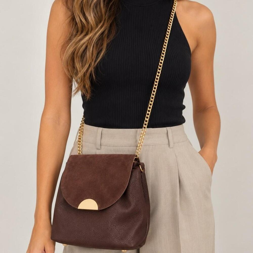 Moda luxe brown leather bag